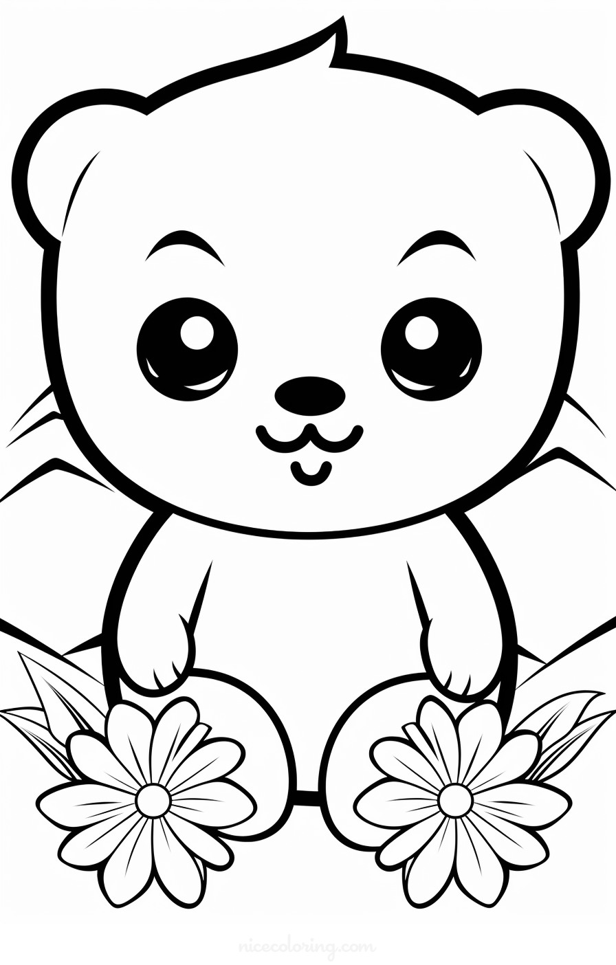 A bear family in the forest coloring page