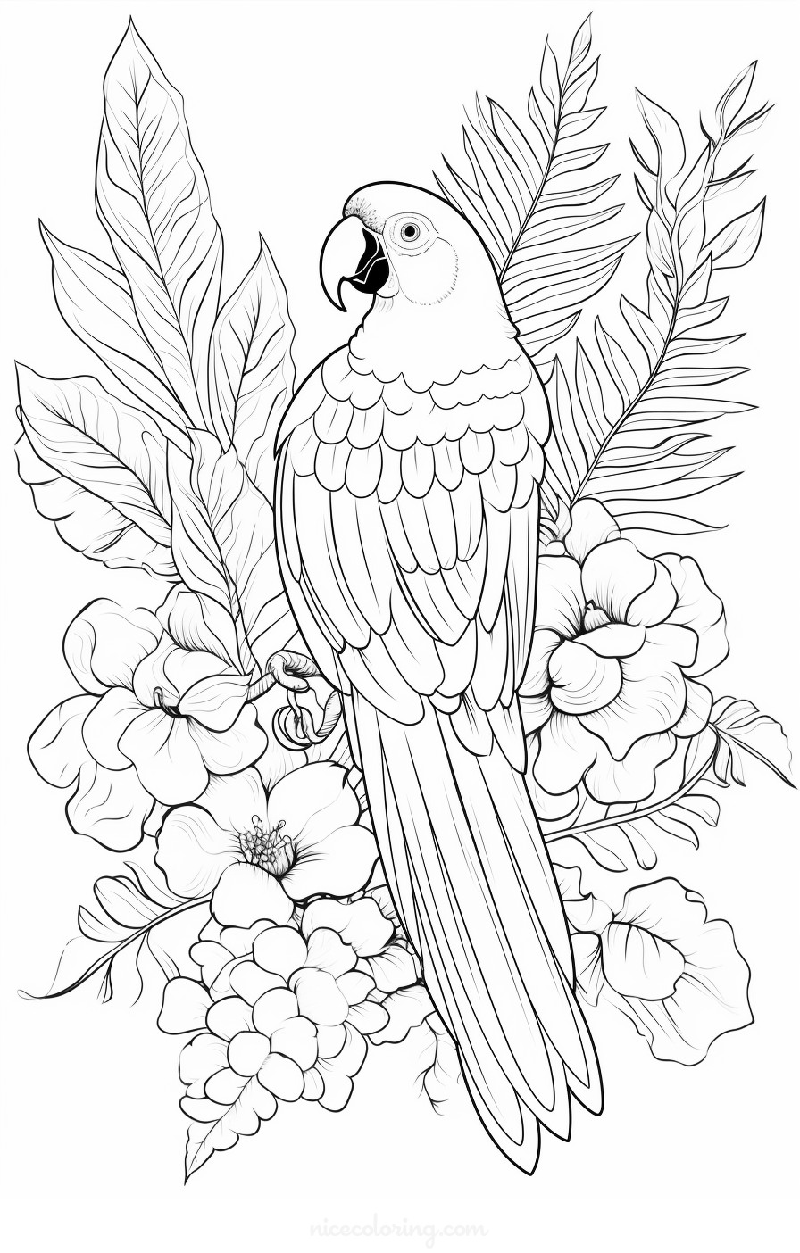 Bird perched on a branch coloring page