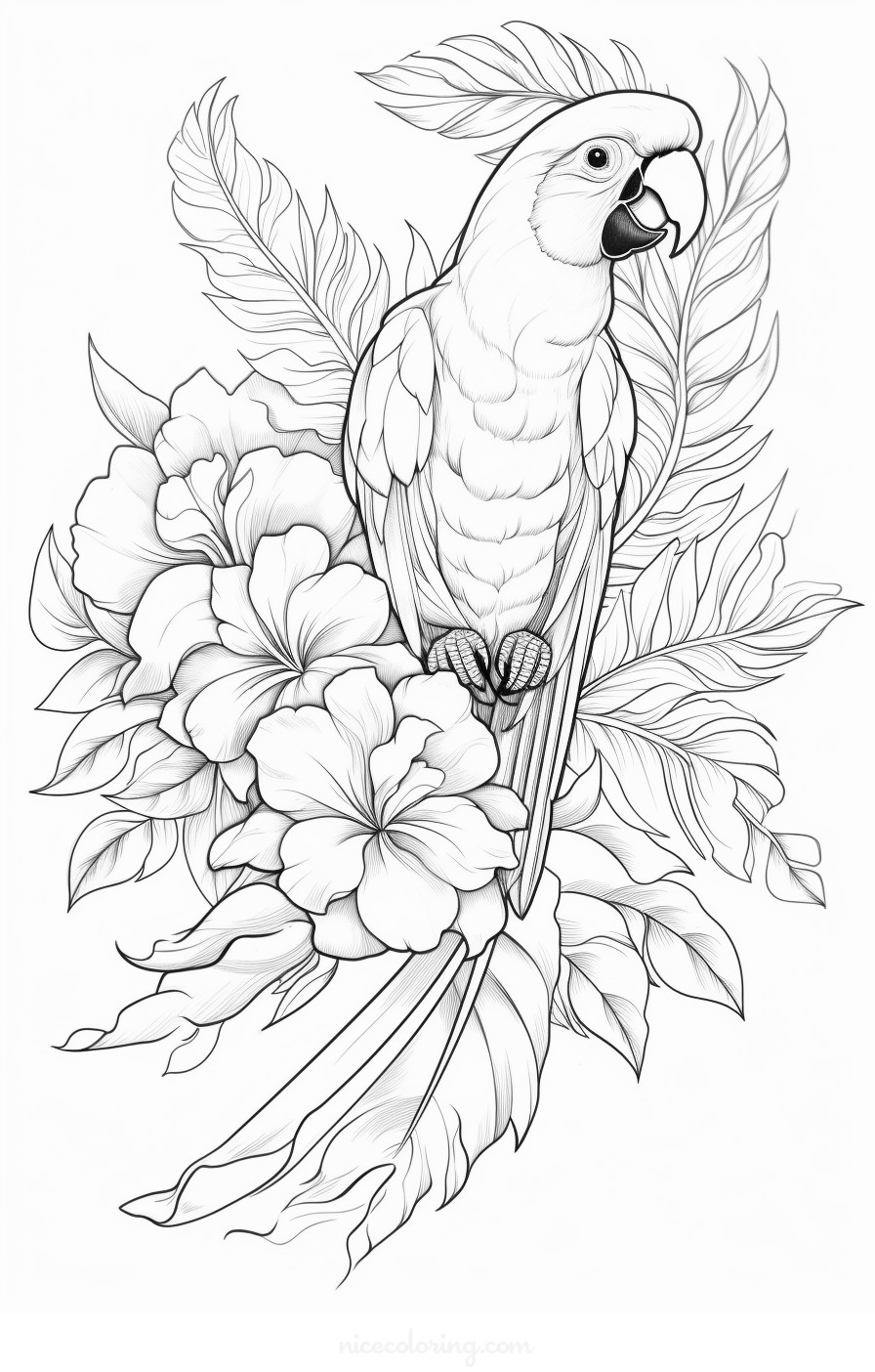 Birds on a branch coloring page