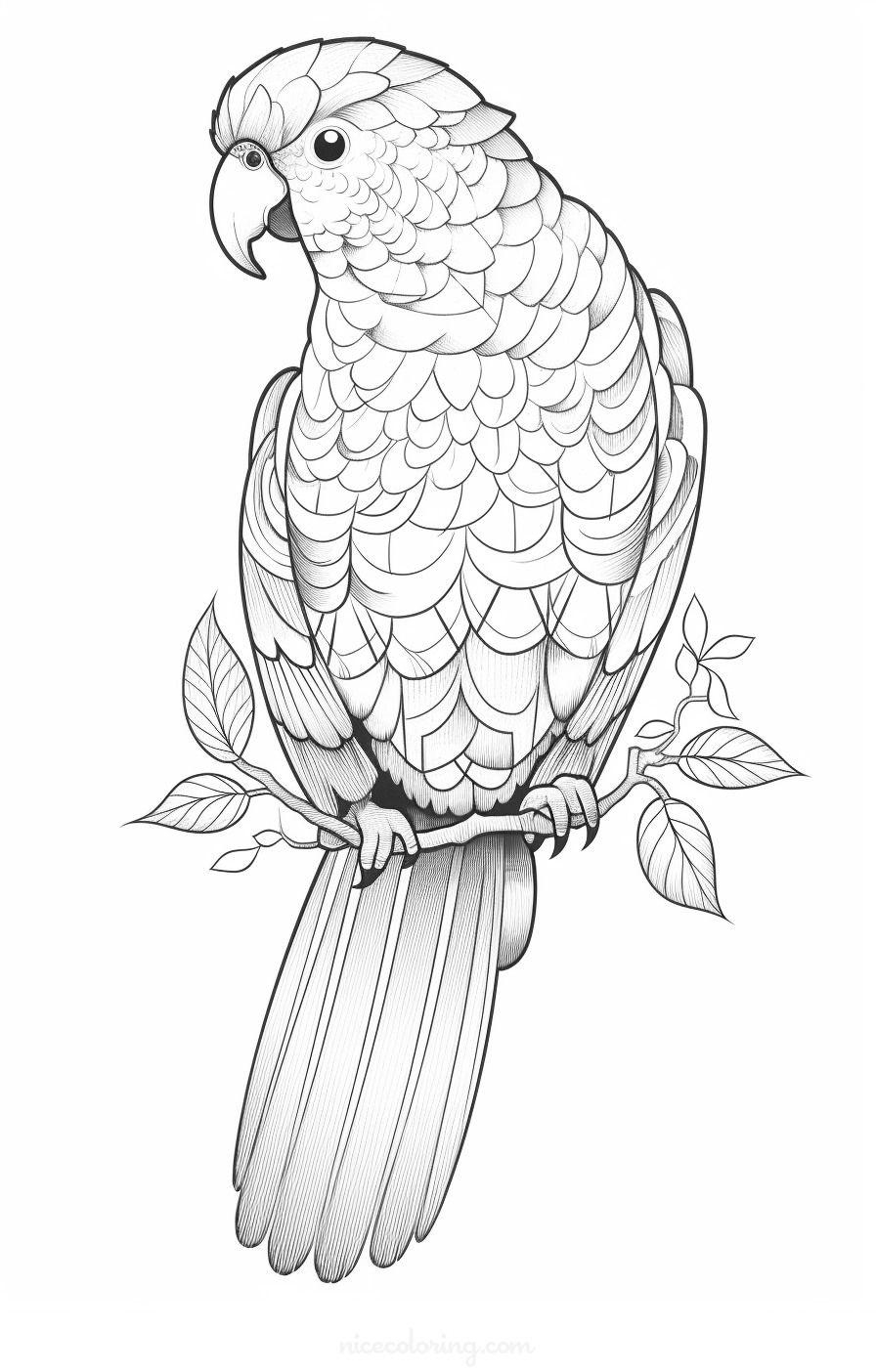 bird in a forest scene coloring page