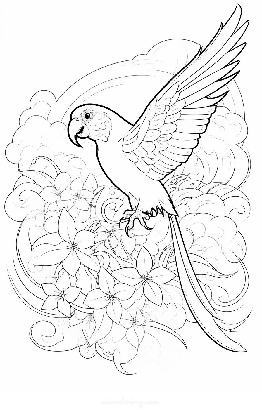 Eagle soaring above mountains coloring page
