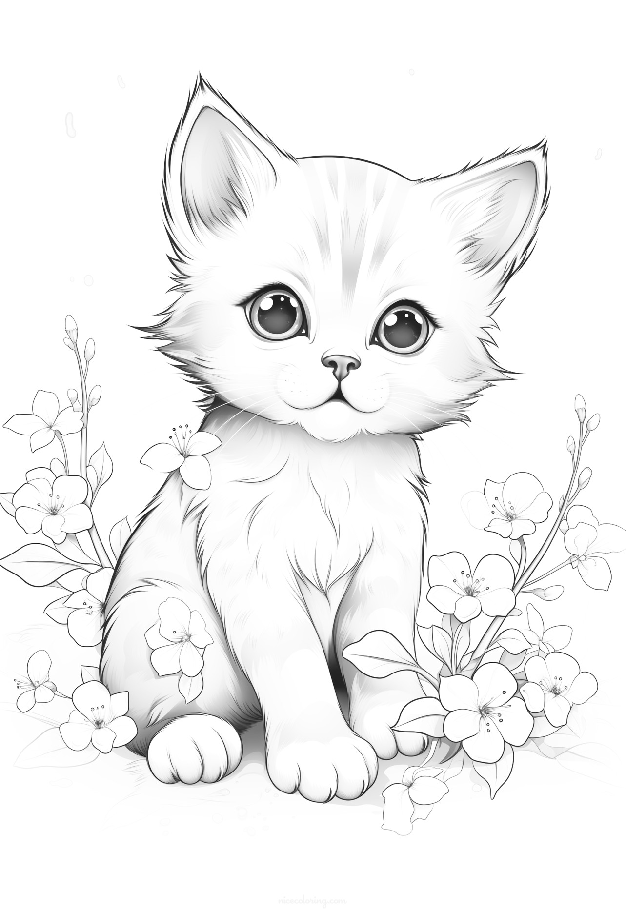 Playful cat with a ball of yarn coloring page