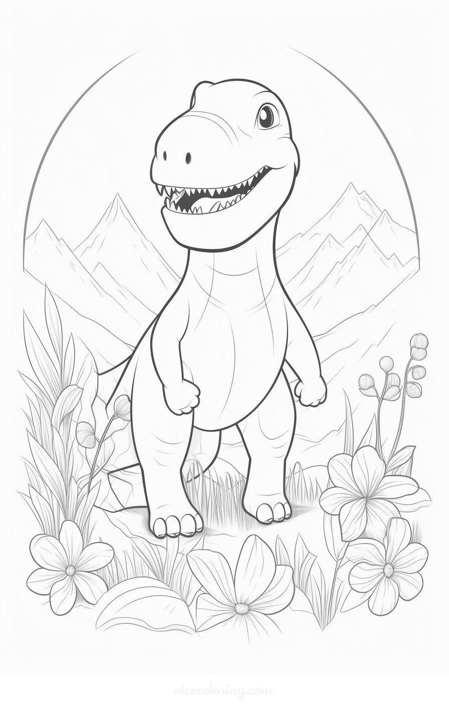 T-Rex dinosaur coloring page