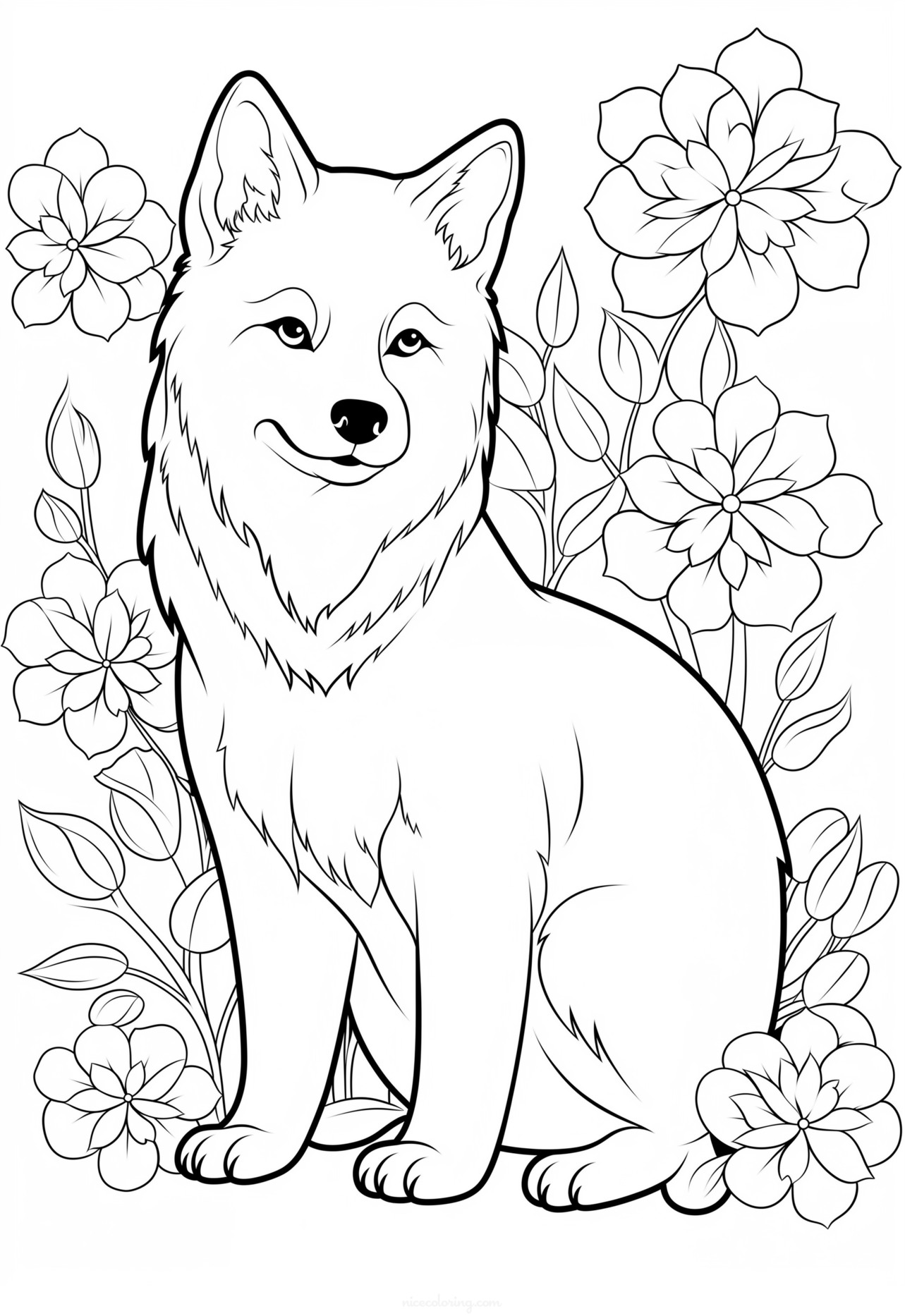 Cute dog playing outside coloring page