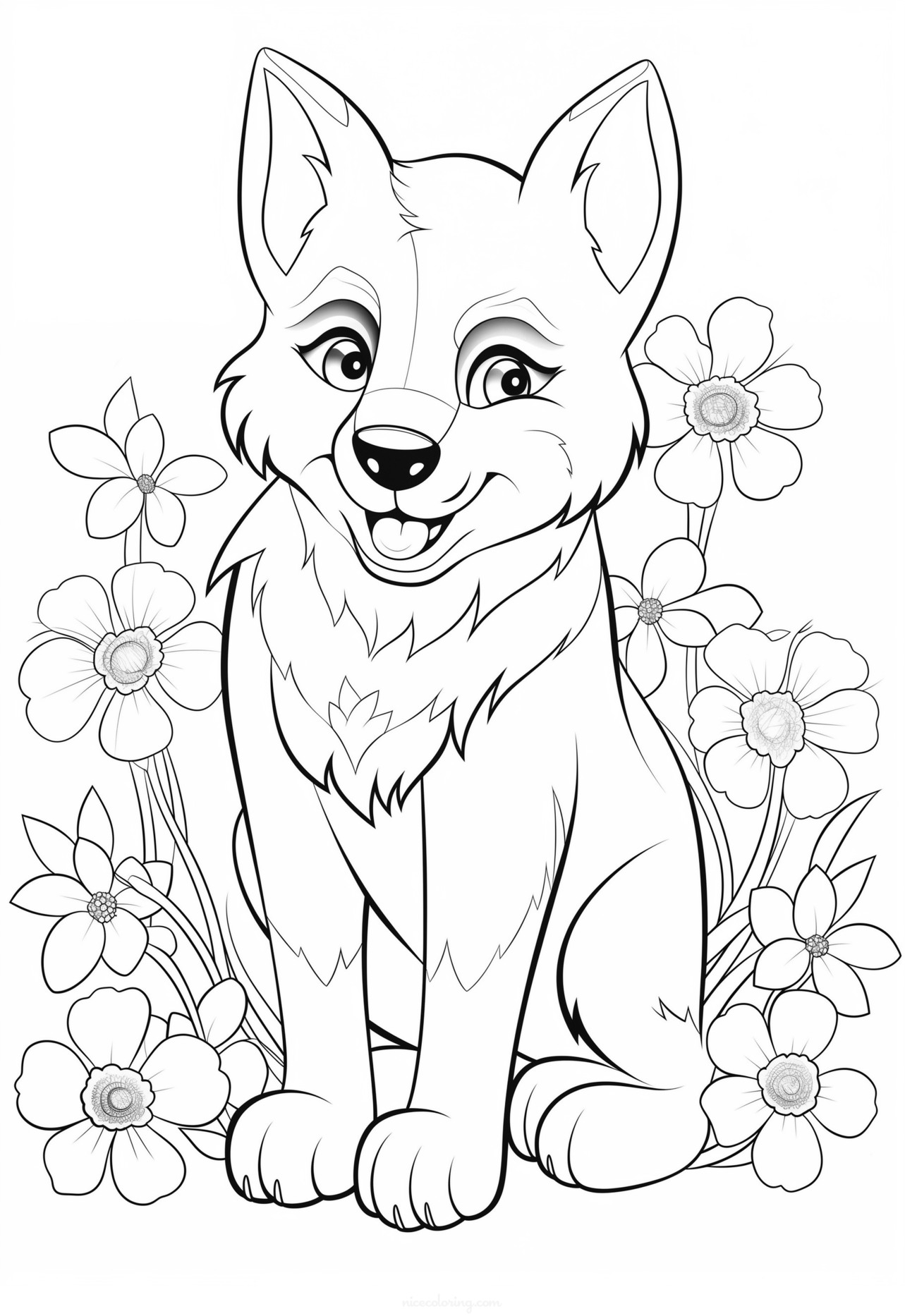 Playful dog with a ball coloring page