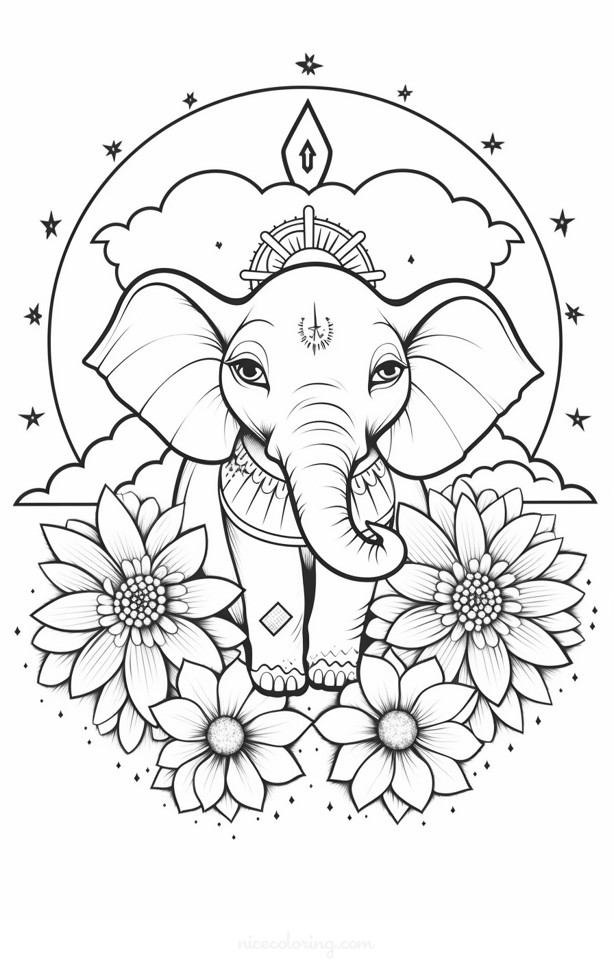Elephants by the river coloring page