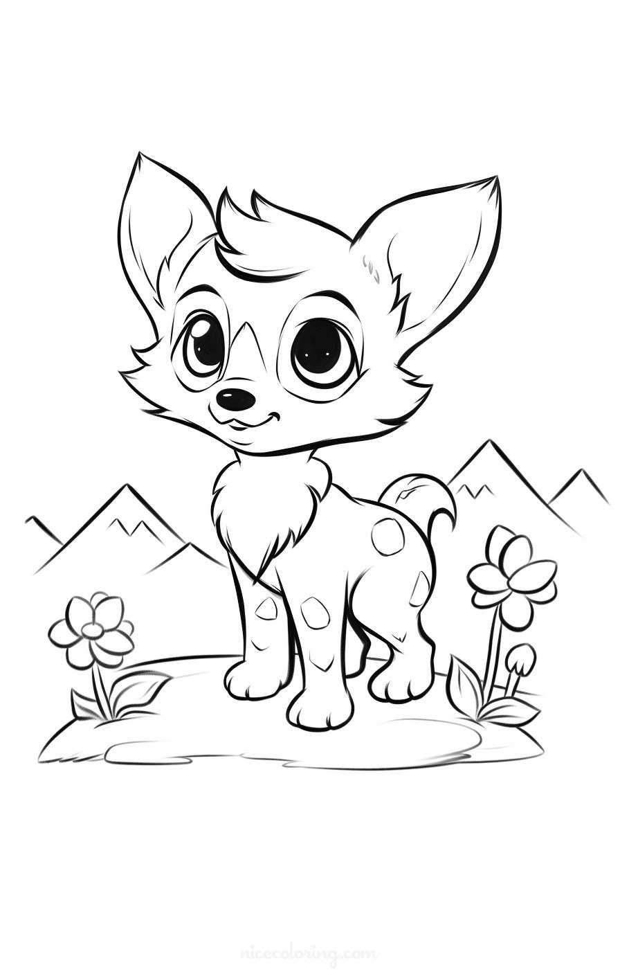 Wolf in a serene forest setting coloring page
