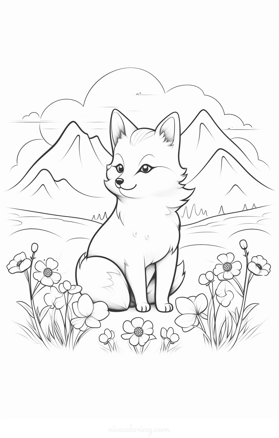 Wolf in a forest scene coloring page