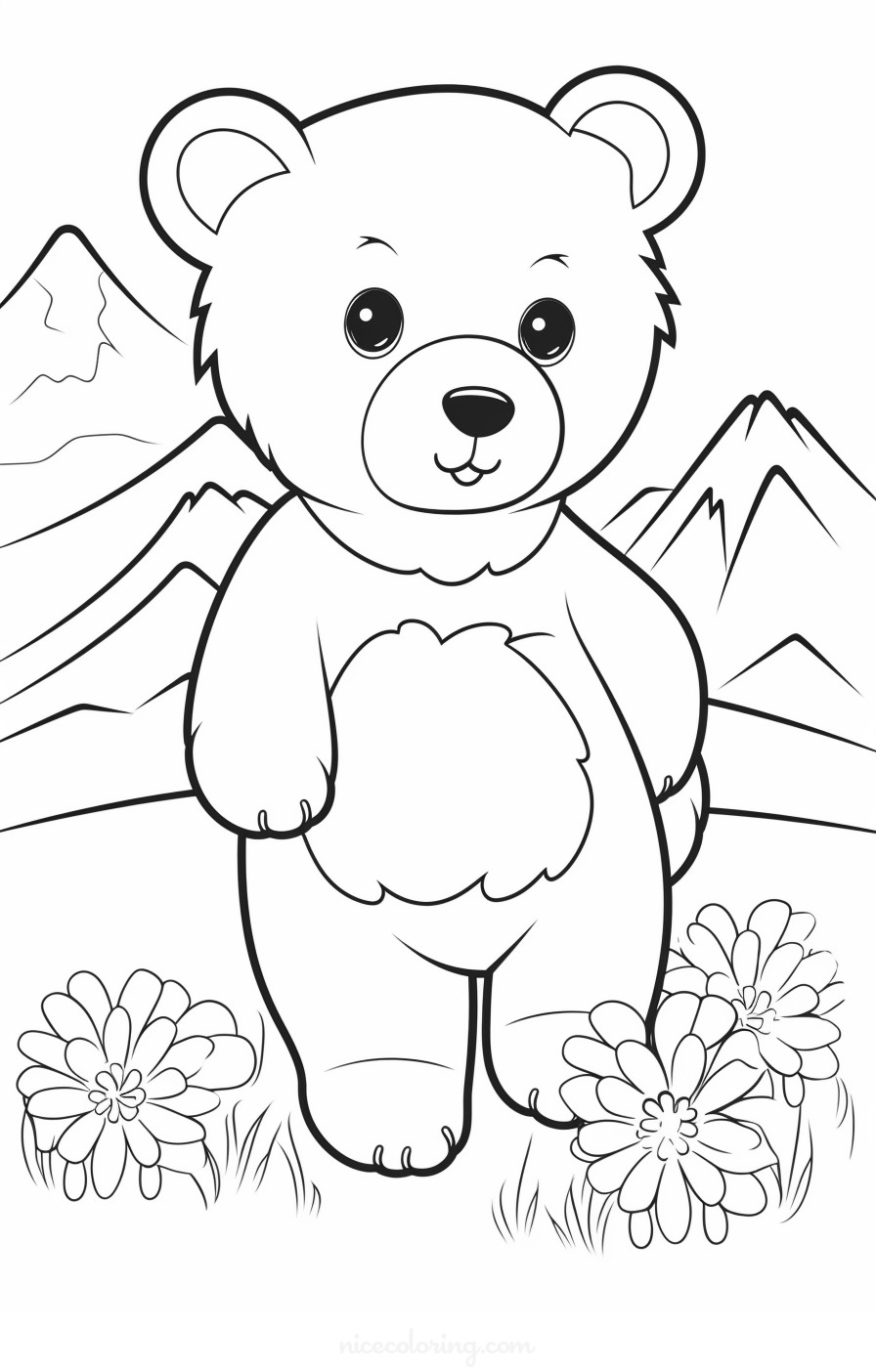 Famille d'ours dans la forêt page à colorier