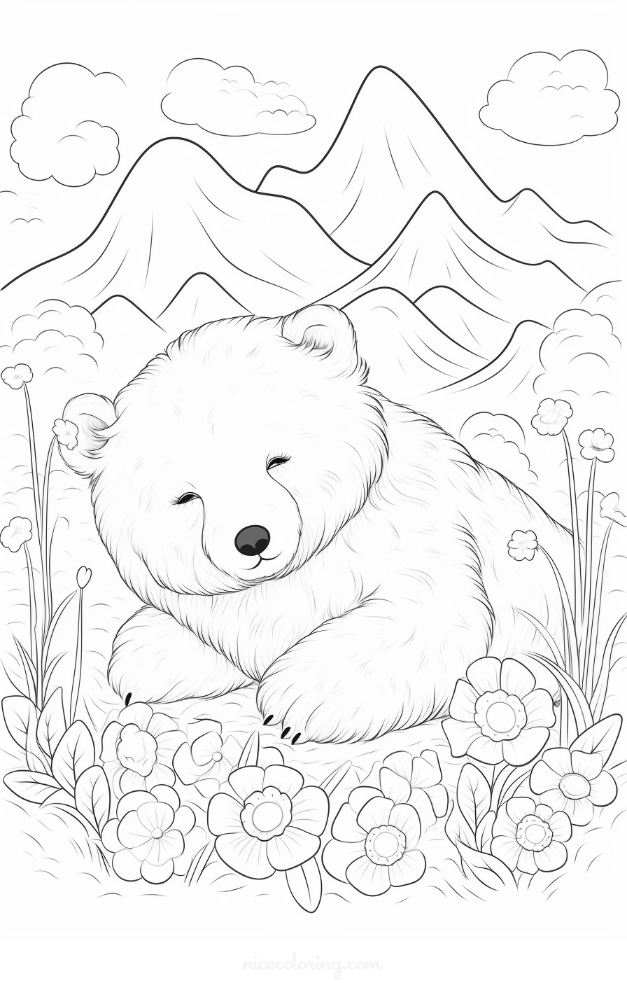 page à colorier de la famille ours dans la forêt