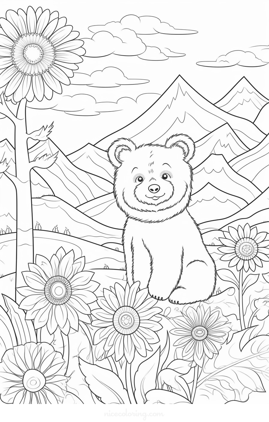 Página para colorear de familia de osos en el bosque