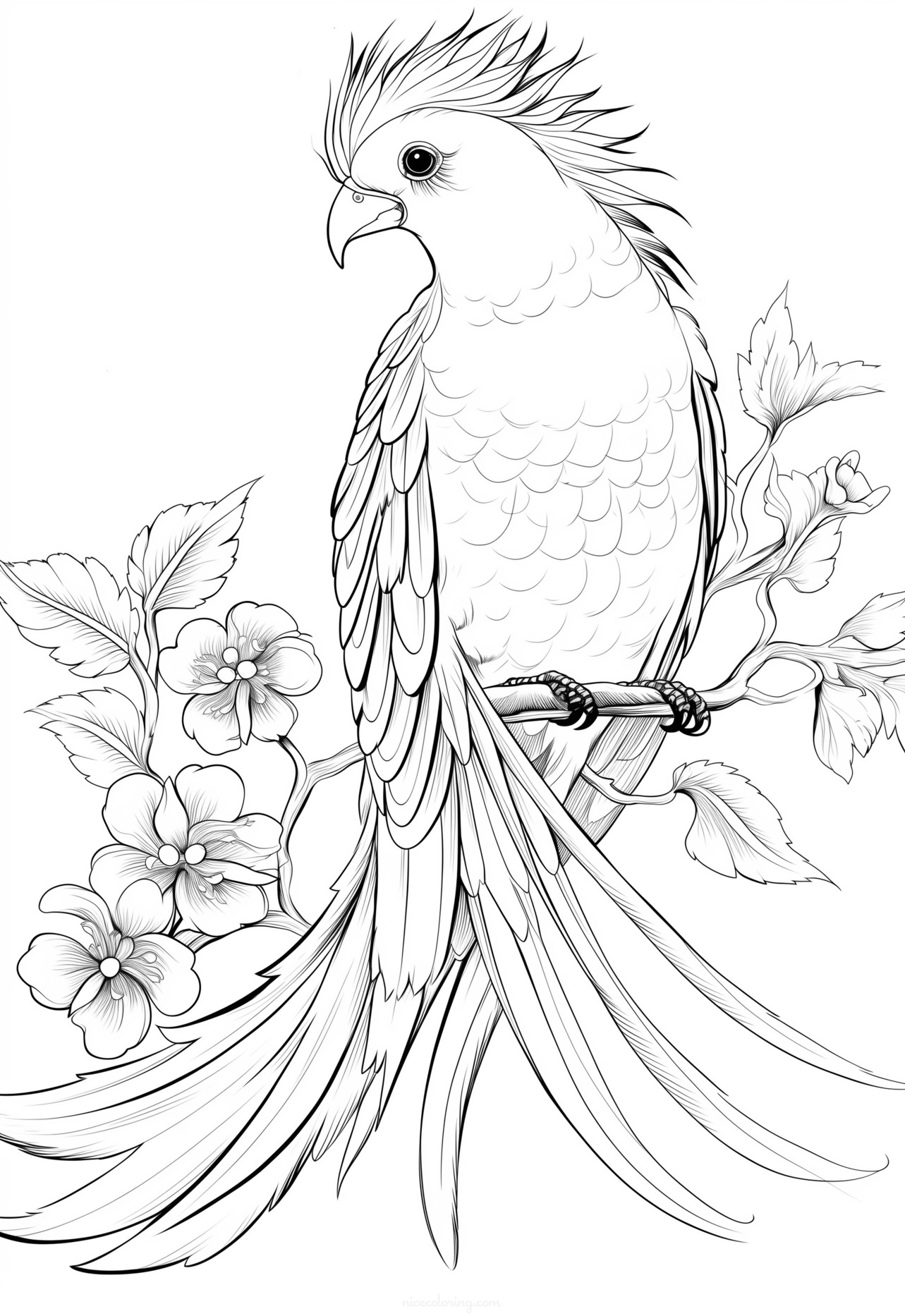 Uccelli su un ramo disegno da colorare
