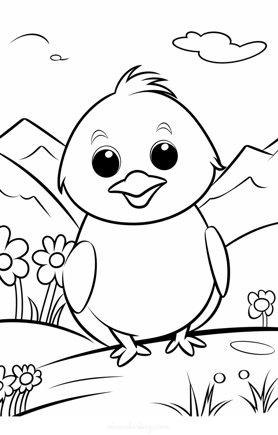 Hummingbird hovering over flowers coloring page