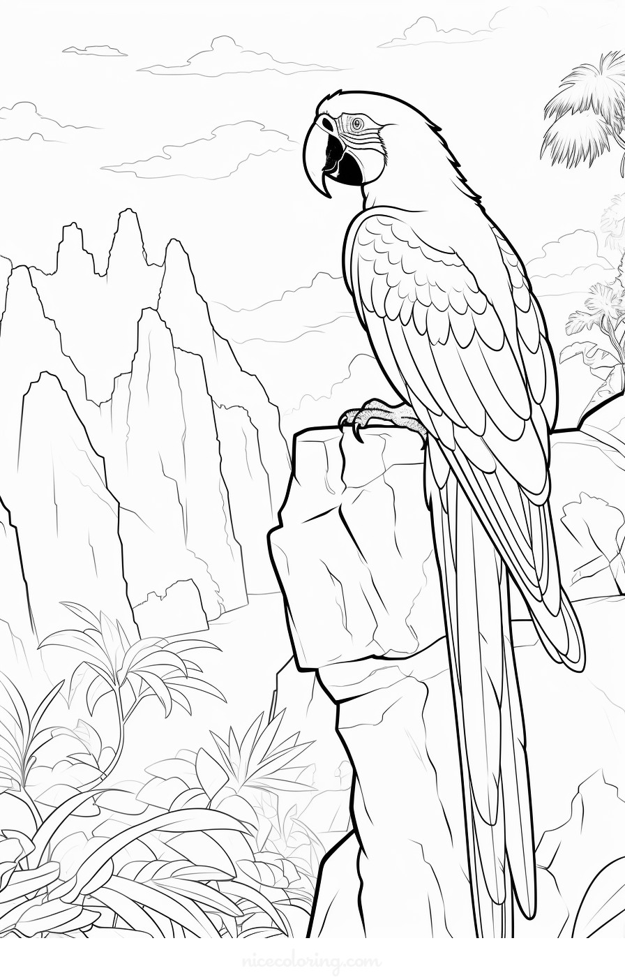 Página de colorear de águila sobrevolando montañas