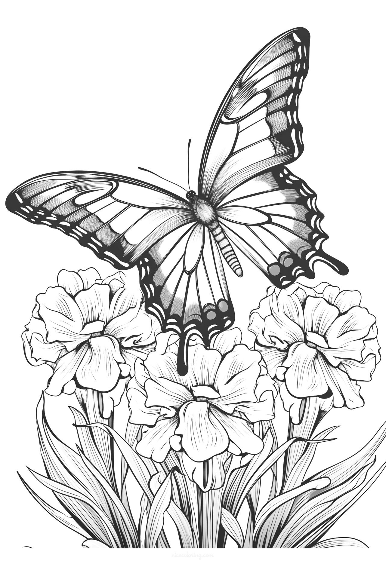 Πεταλούδα σε λουλούδι σελίδα ζωγραφικής