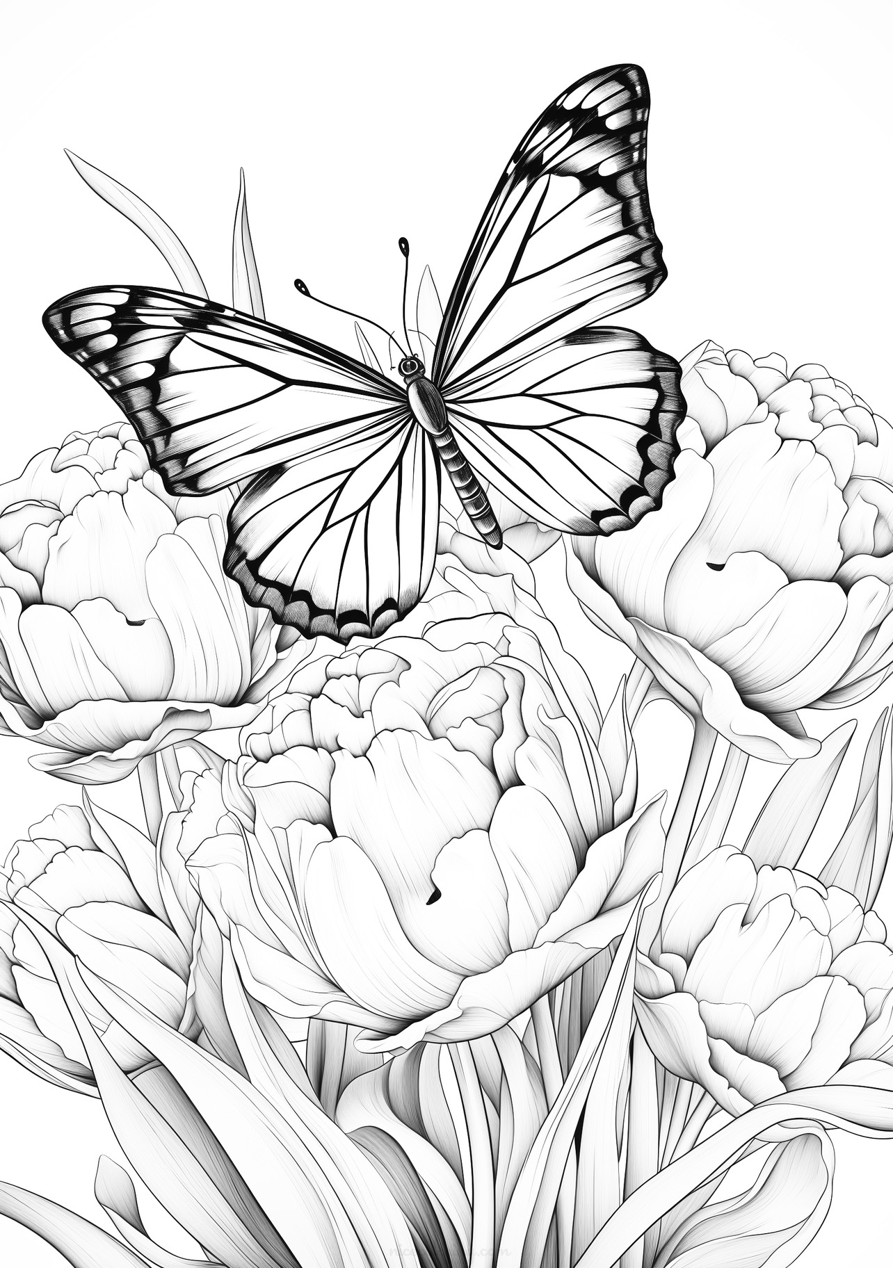 disegno di una farfalla elegante su fiori