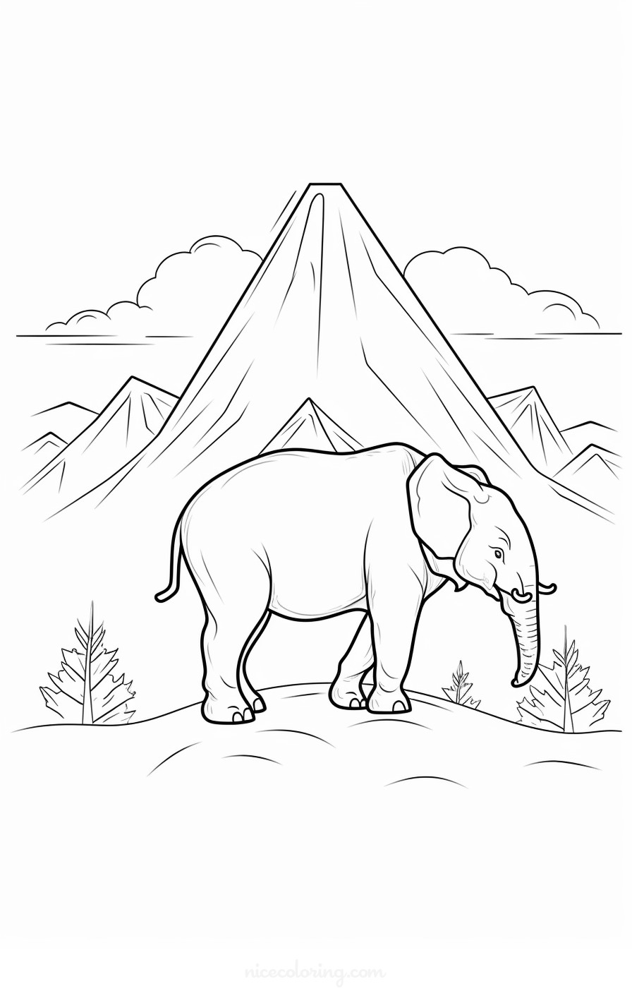 جنگل کی ترتیب میں ہاتھی کے خاندان کا رنگین صفحہ