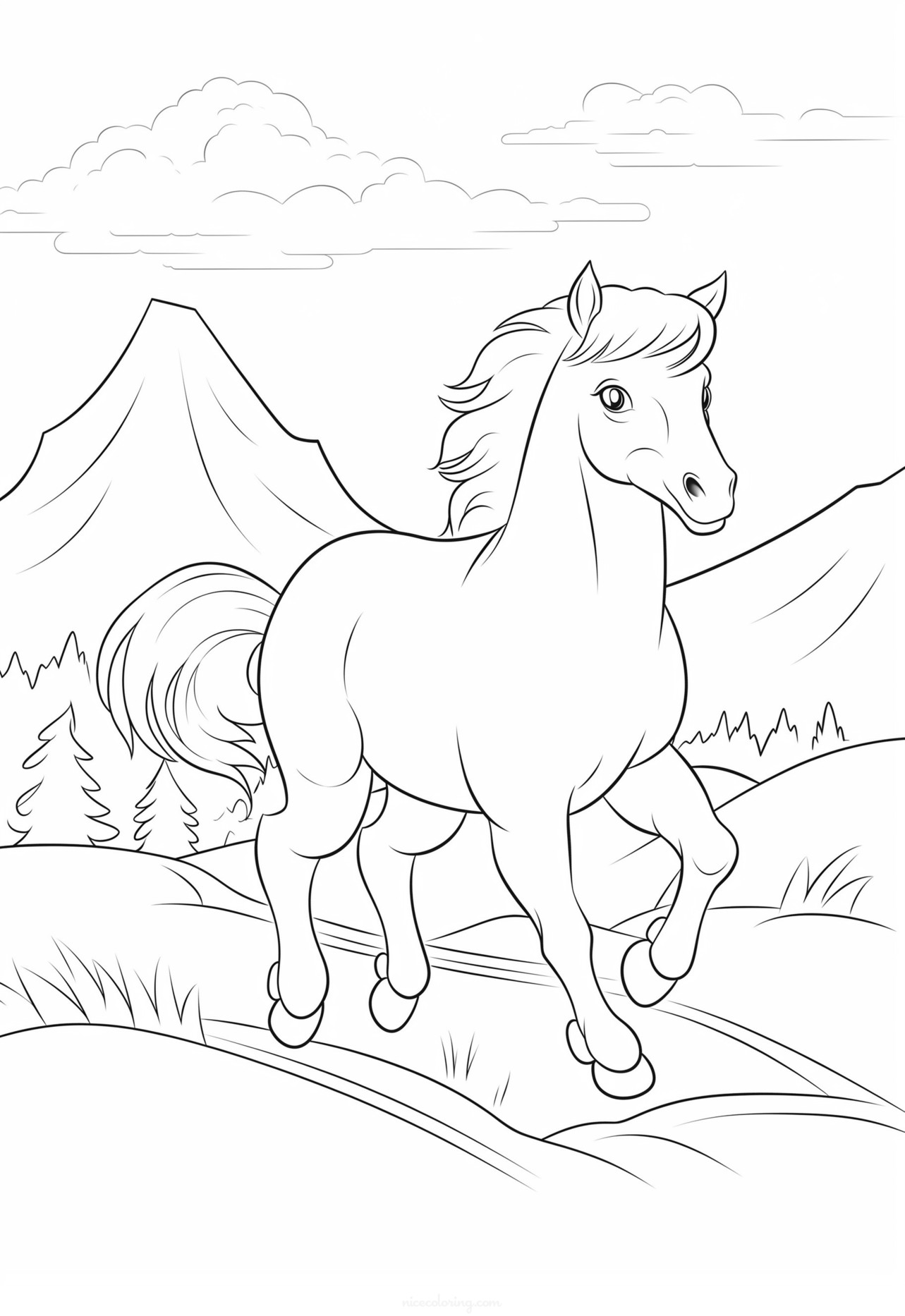 Cavalo castanho elegante para colorir