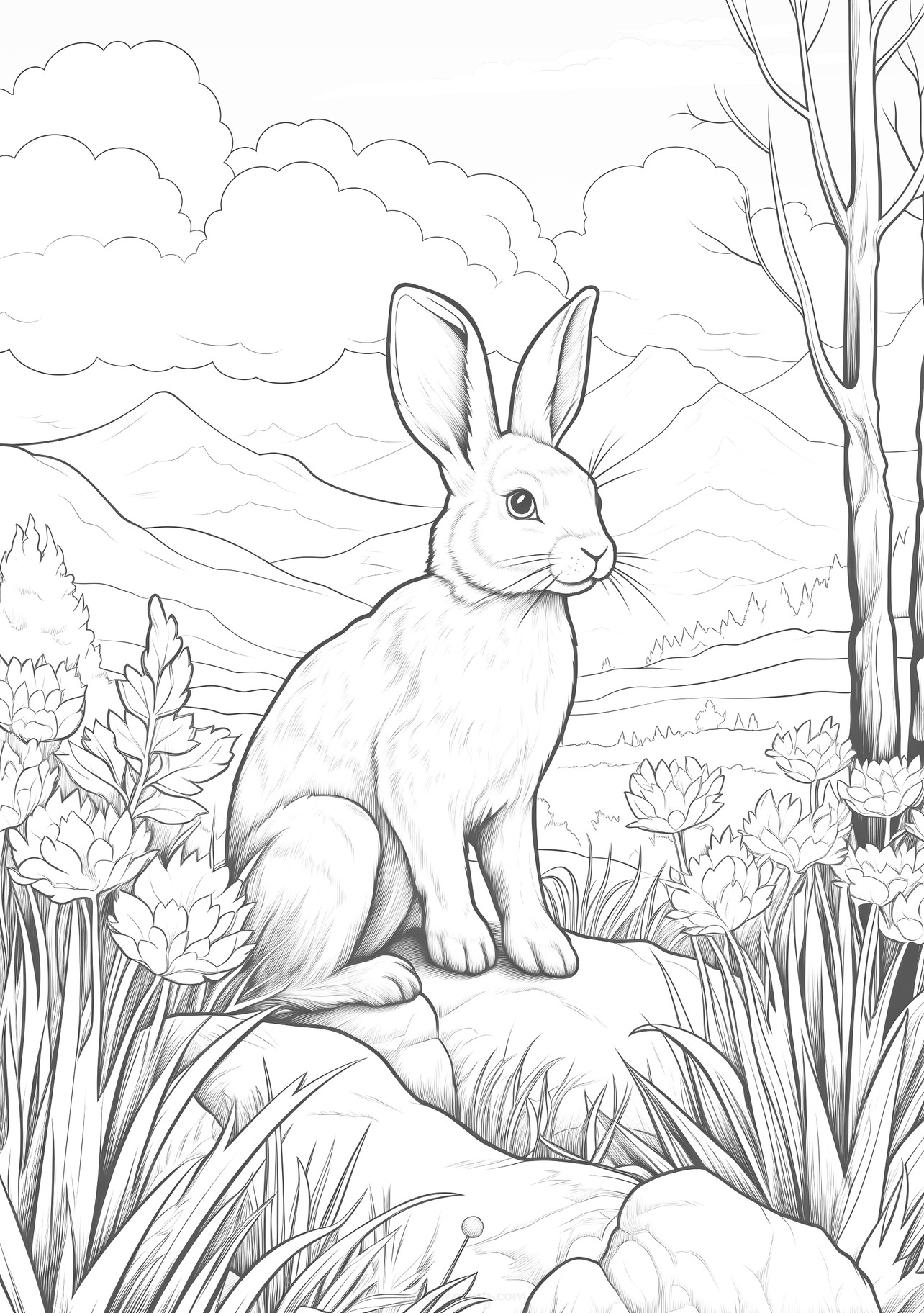 Colorazione di un coniglio sereno nella natura