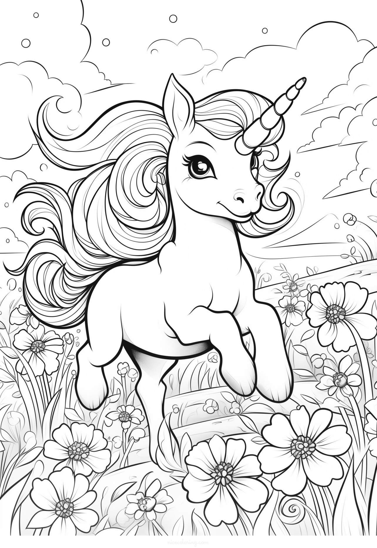 unicorn di hutan ajaib halaman pewarna